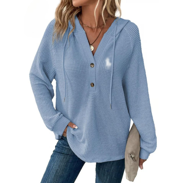 Waffle Knit Henley Hoodie