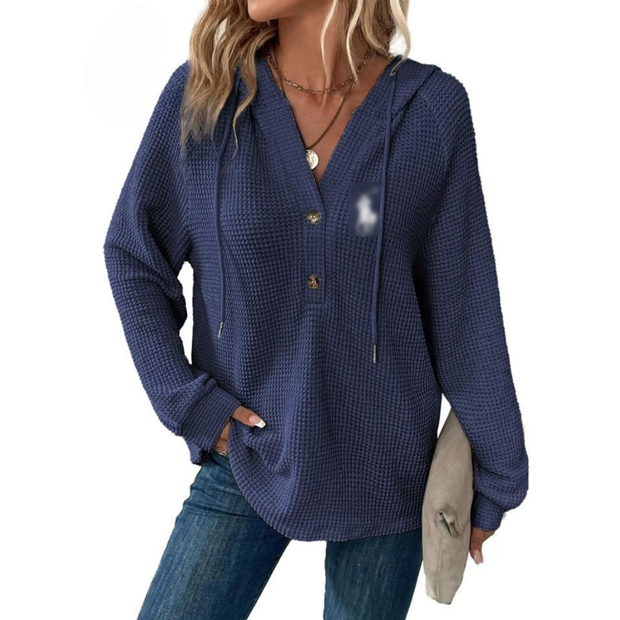 Waffle Knit Henley Hoodie